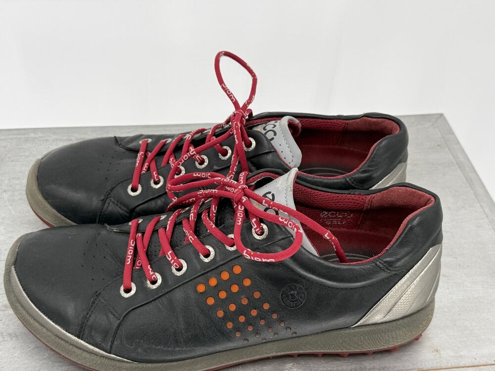 ECCO Biom Natural Motion Golf Shoes Black Red Leather Men's US 7 EU 41